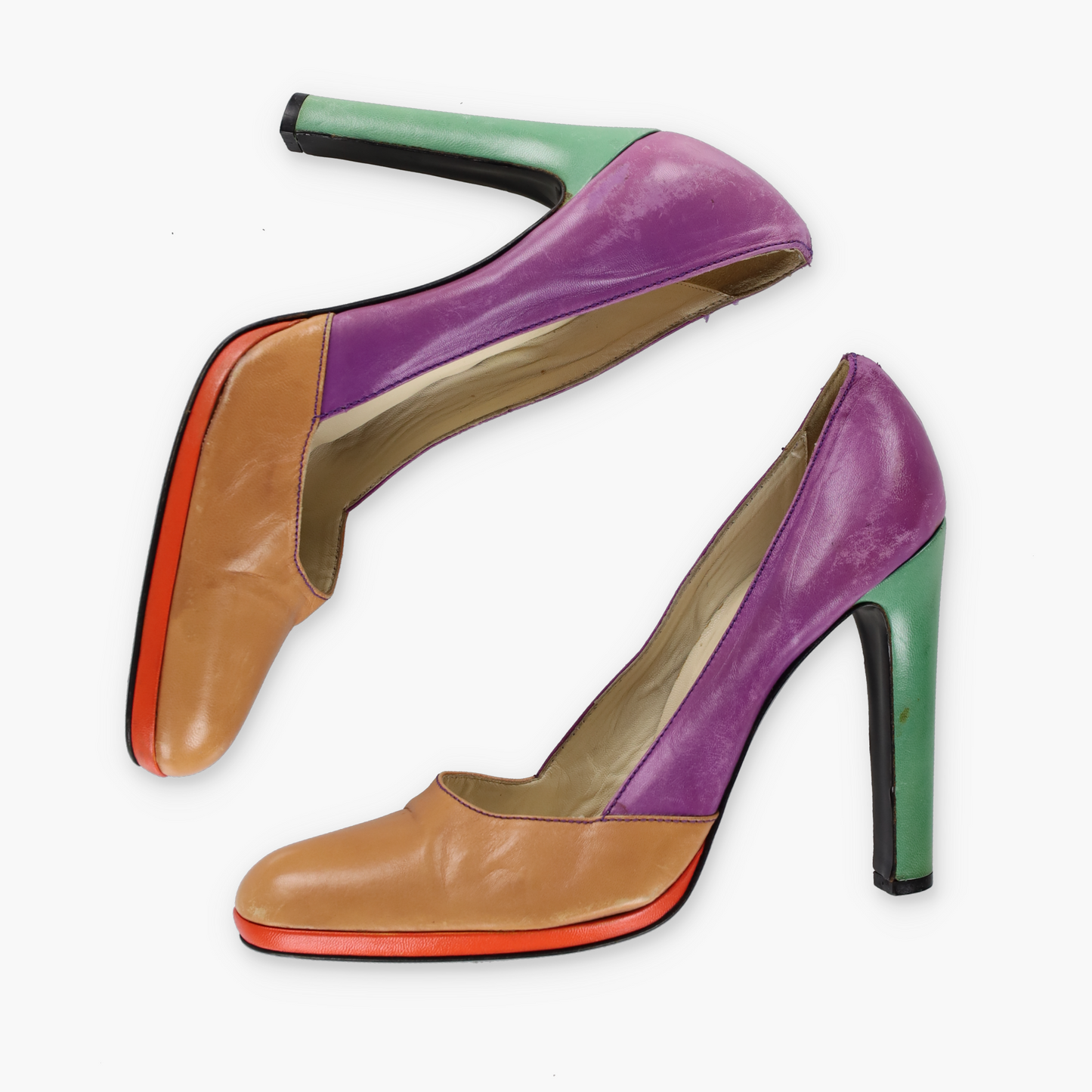 MIU MIU Multicolour Patchwork Leather Heels (39)