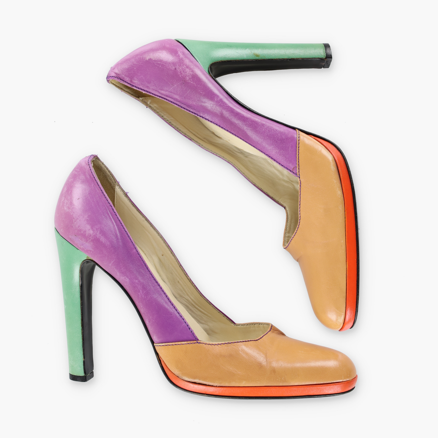 MIU MIU Multicolour Patchwork Leather Heels (39)