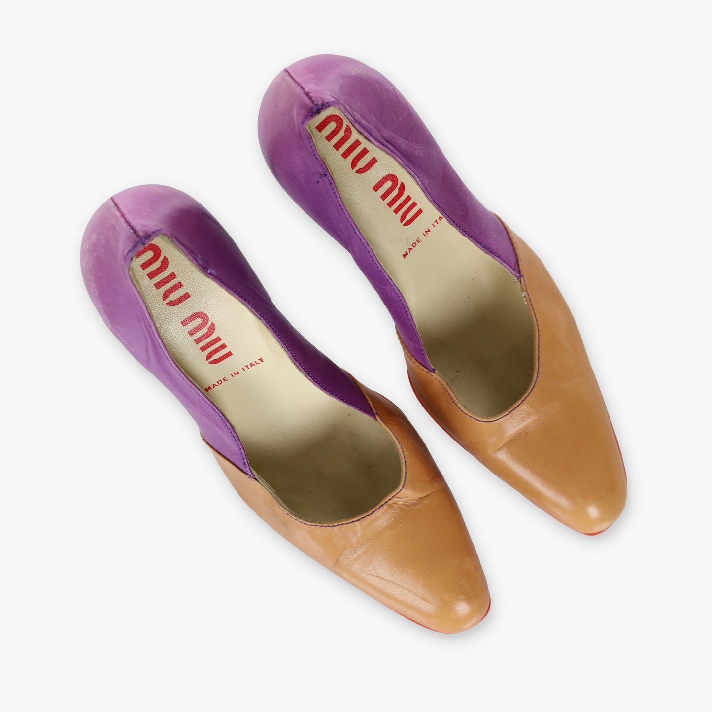 MIU MIU Multicolour Patchwork Leather Heels (39)