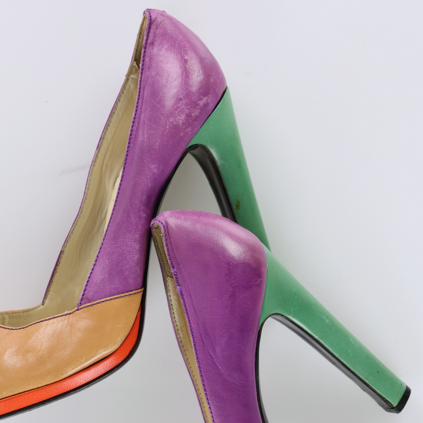 MIU MIU Multicolour Patchwork Leather Heels (39)