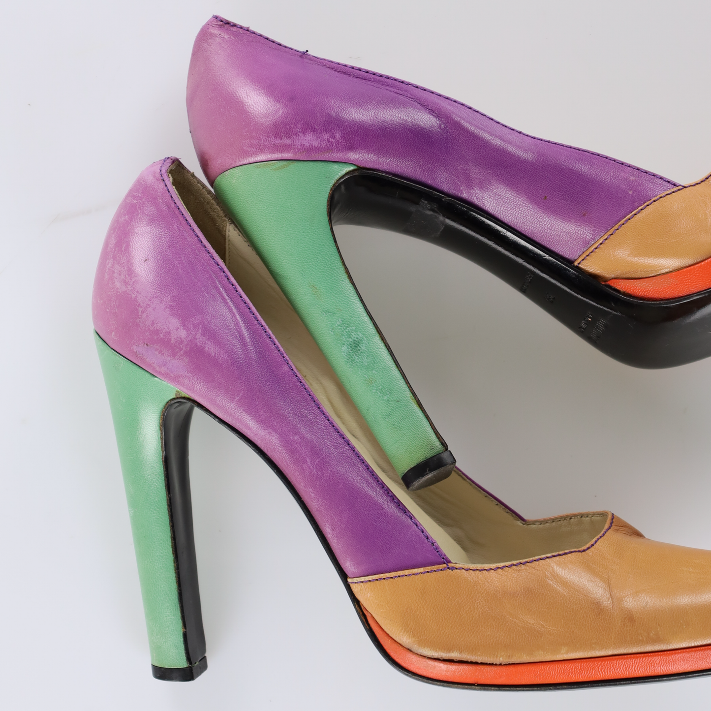 MIU MIU Multicolour Patchwork Leather Heels (39)