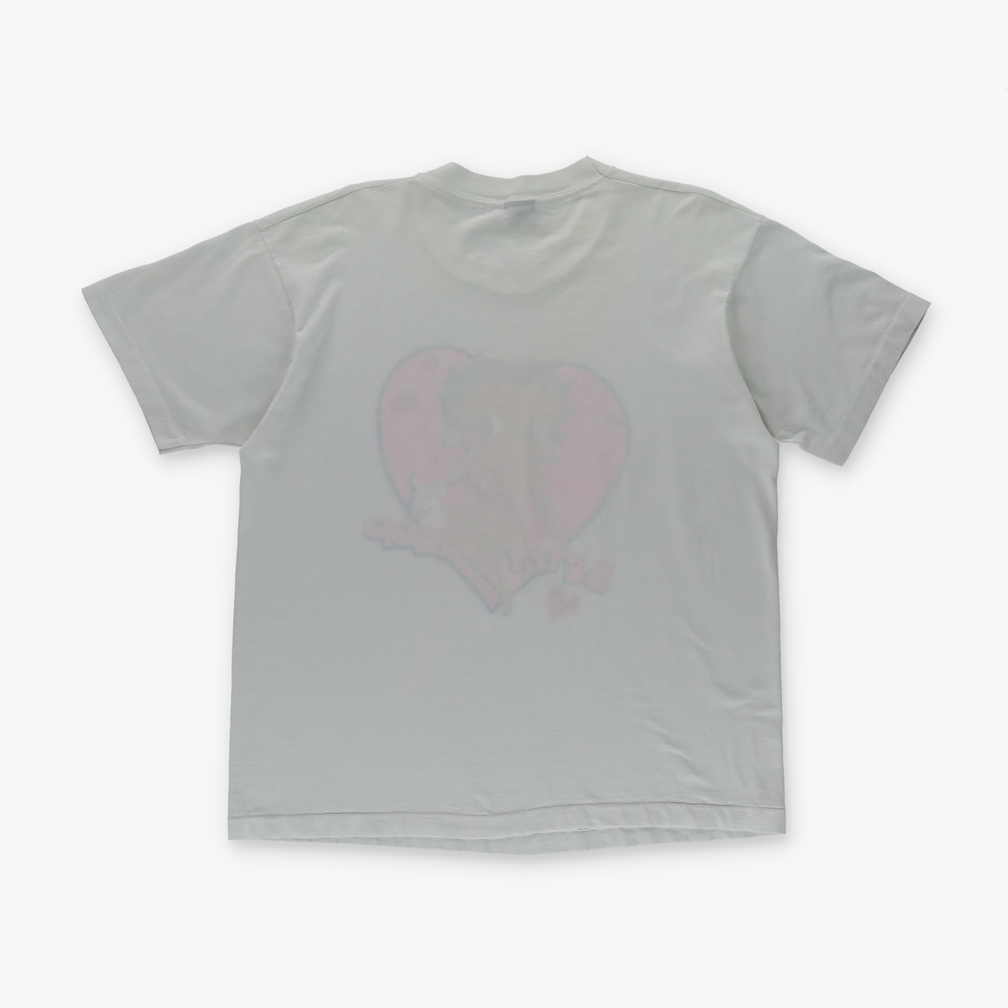 Vintage BETTY BOOP Fluro Heart 50/50 Single Stitch White T-Shirt (XL)