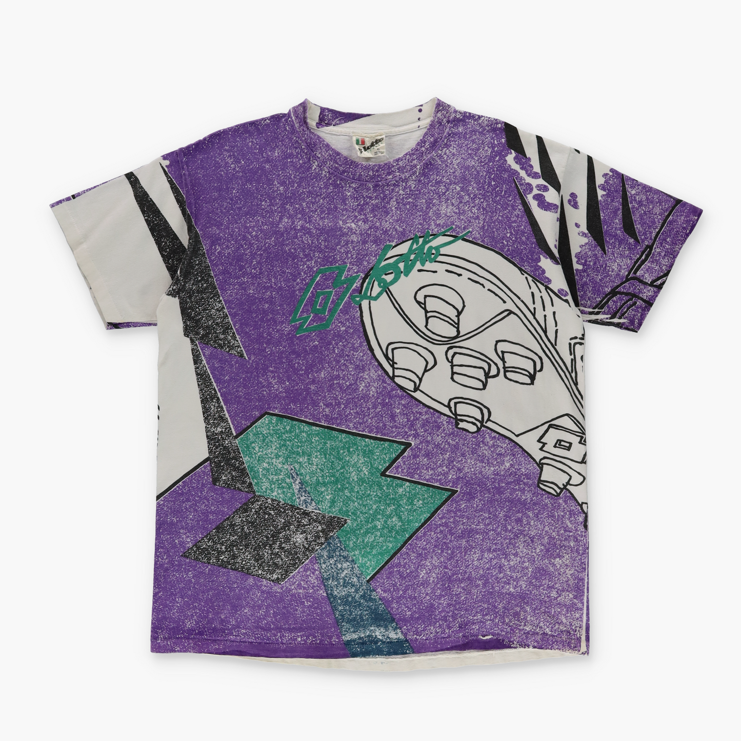 Vintage LOTTO Soccer Cleats USA Made All Over Print Tee (XL)