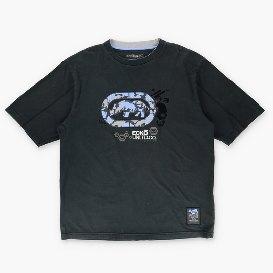 ECKO UNLTD Y2K 3D Camo Print Logo Black T-Shirt (XL)