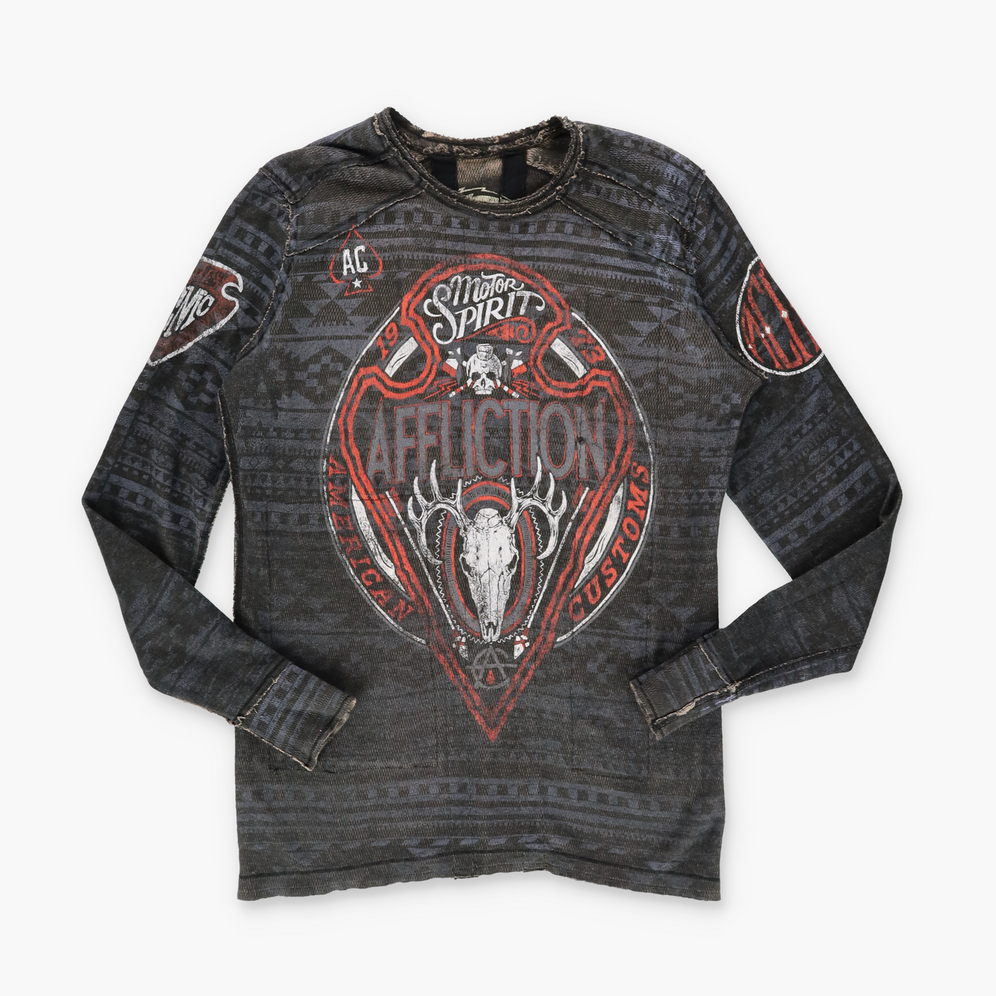 AFFLICTION Y2K Reversible Distressed Grunge Long Sleeve Tee (L)