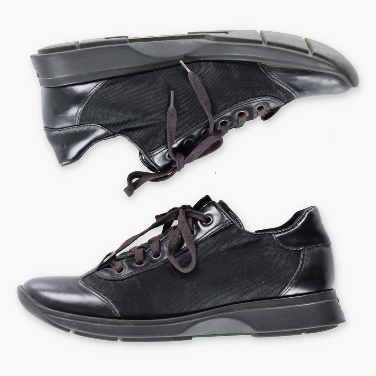 Vintage GUCCI Italy Made Black Leather Lace Up Dress Shoes (7 B)