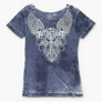 AFFLICTION YK2 Embellished Cross Wing Distressed Tee (Women's M-L)