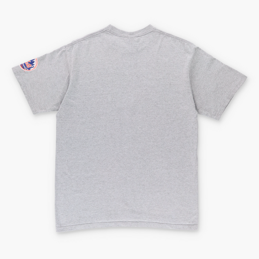 Vintage NIKE X METS Centre Swoosh Logo Grey Baseball T-Shirt (M)