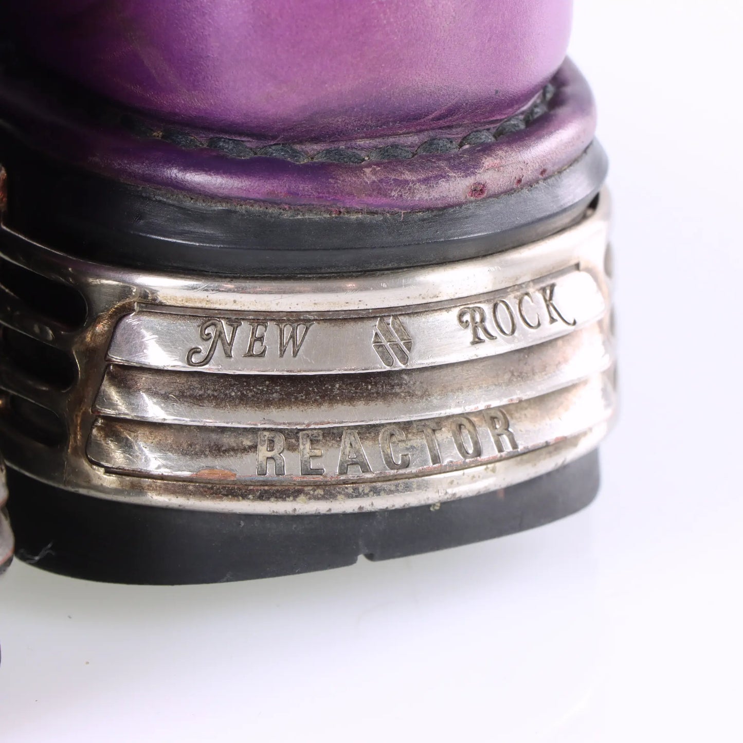 NEW ROCK 'Reactor' Purple Flame Black Leather Boots (36) Vintage Sole Melbourne