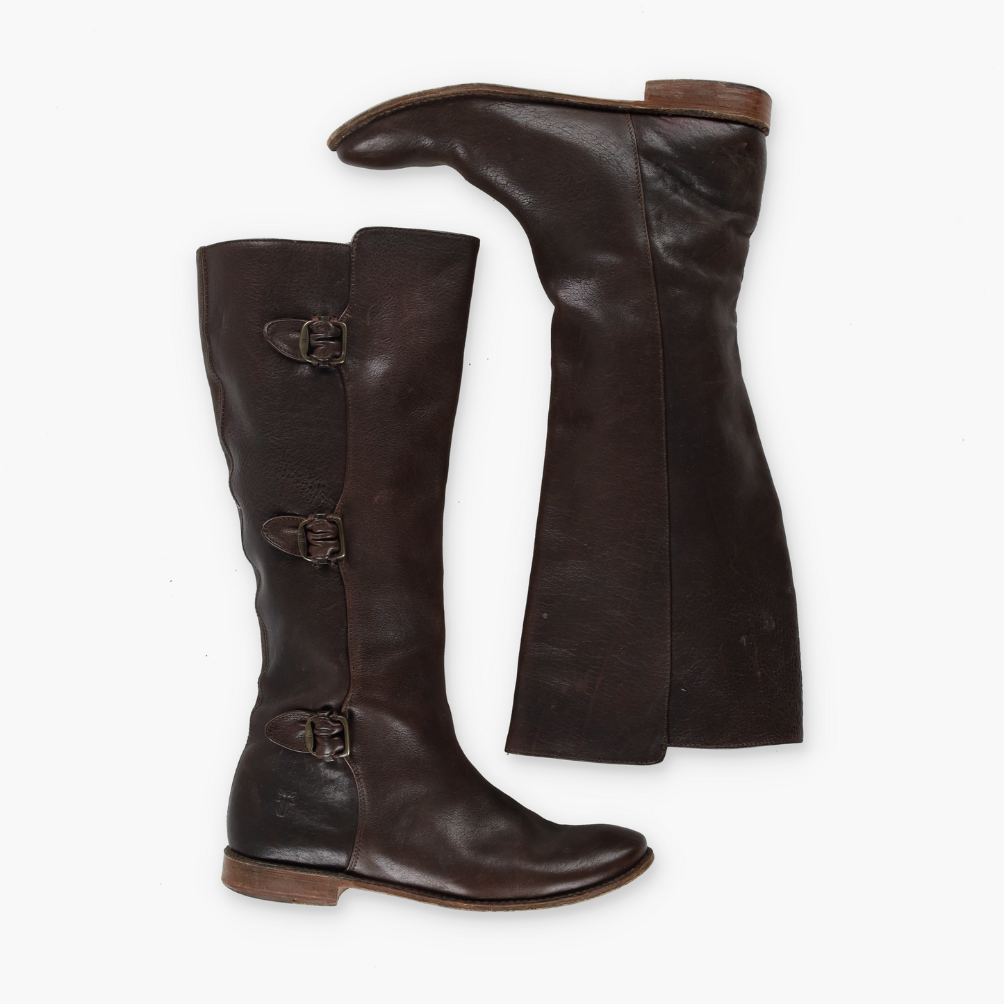 FRYE 'Paige Buckle' Brown Leather Tall Boots (8)