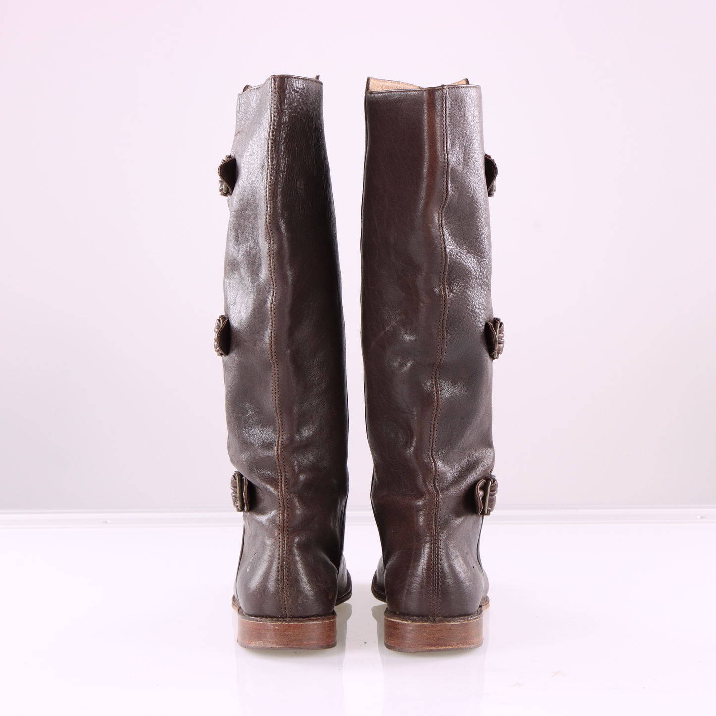 FRYE 'Paige Buckle' Brown Leather Tall Boots (8)