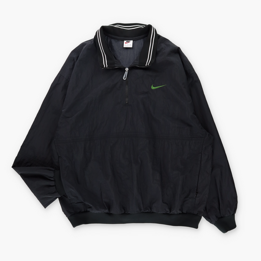 NIKE Green & Black Swoosh Logo 1/4 Zip Pop Over Windbreaker (XXL)