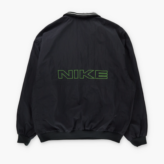 NIKE Green & Black Swoosh Logo 1/4 Zip Pop Over Windbreaker (XXL)