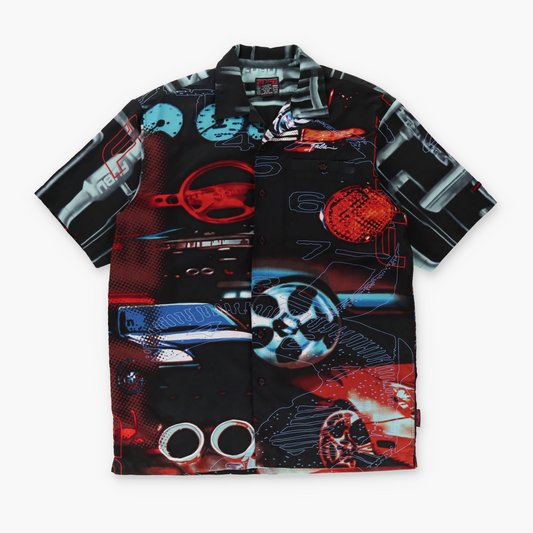 FUBU Car Racing Y2K Neon Lights Korean Made Shirt (XL-XXL)