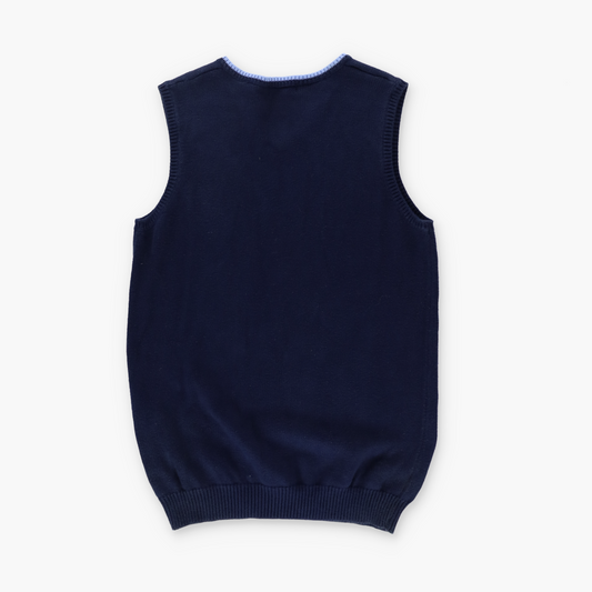 RALPH LAUREN Two Tone Navy Blue Knit Vest Made in Japan (XS)