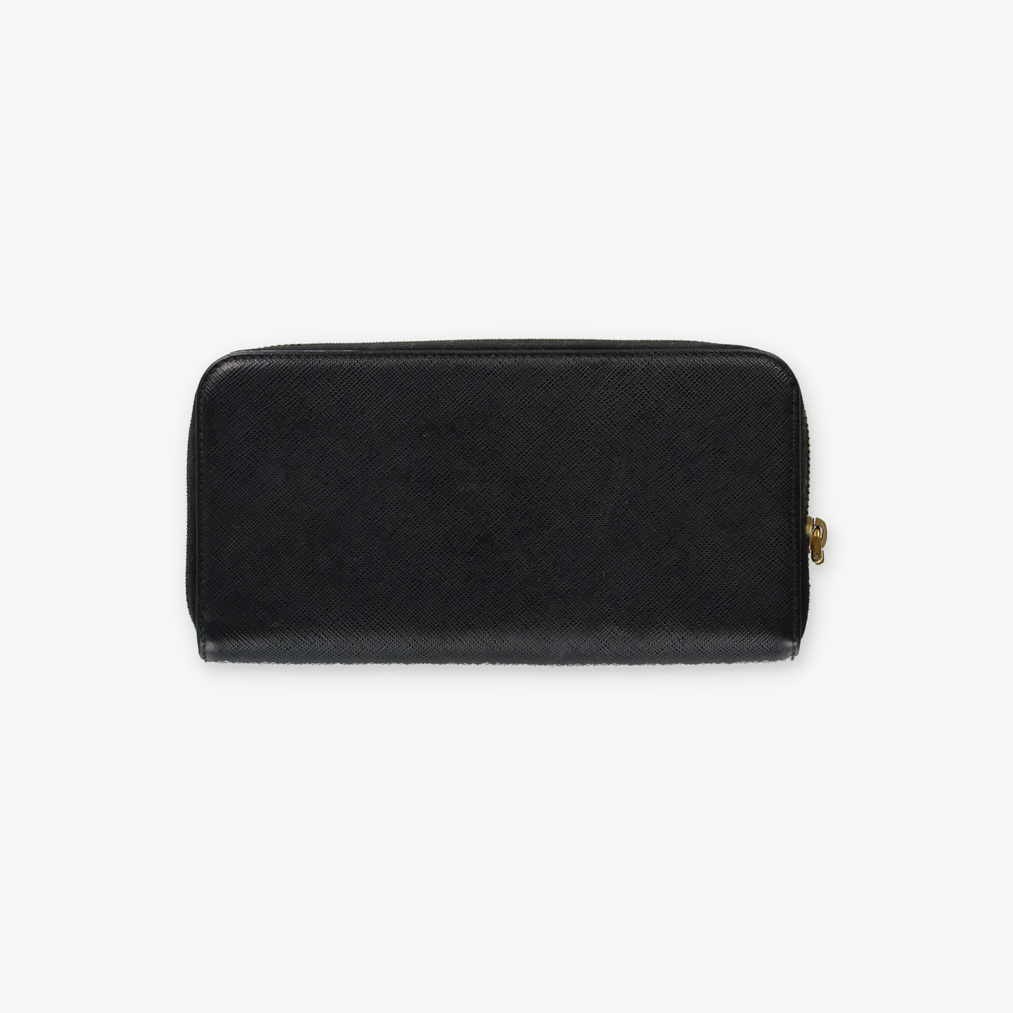 PRADA Black Saffiano Leather Zip Around Wallet