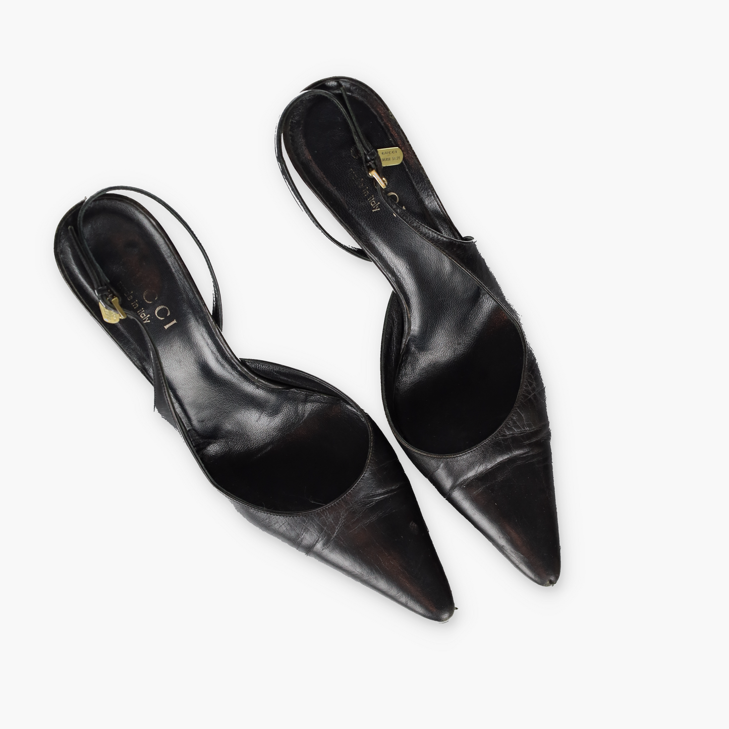 GUCCI Cruise 21 Black Leather Slingback Kitten Heels (8)