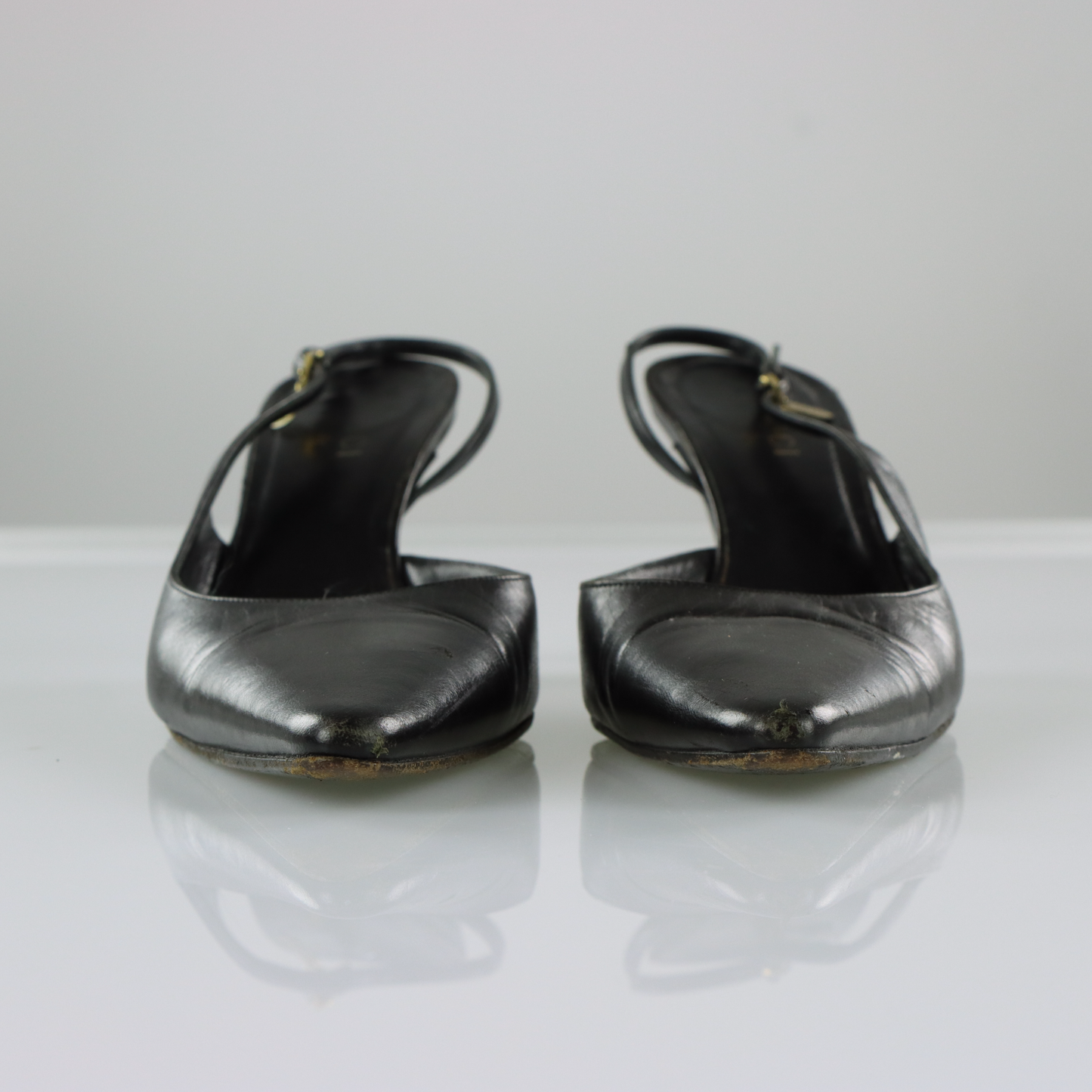 GUCCI Cruise 21 Black Leather Slingback Kitten Heels (8)