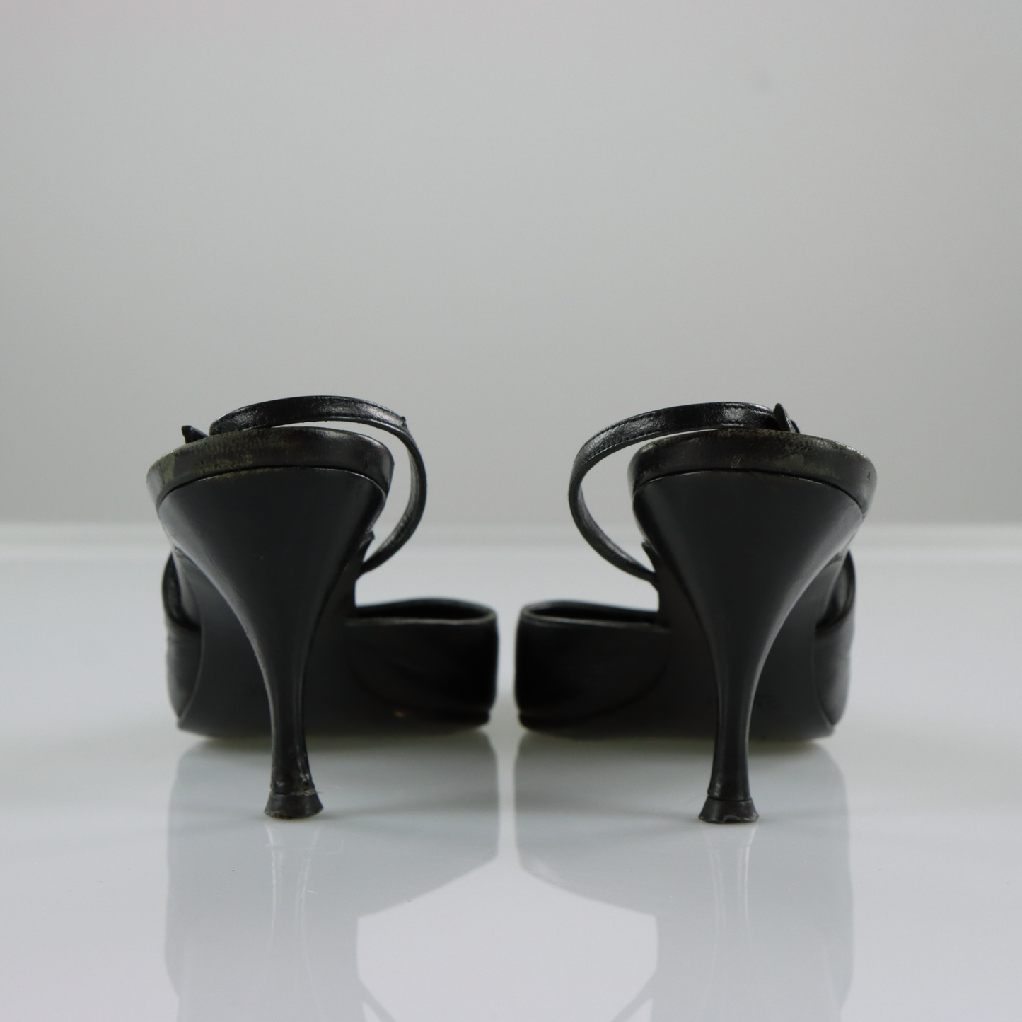 GUCCI Cruise 21 Black Leather Slingback Kitten Heels (8)