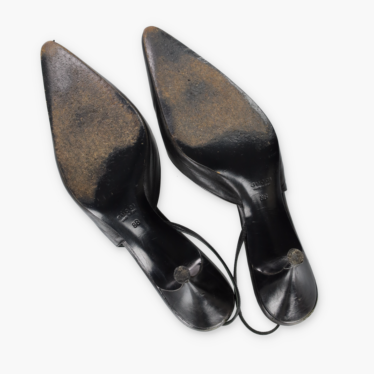 GUCCI Cruise 21 Black Leather Slingback Kitten Heels (8)