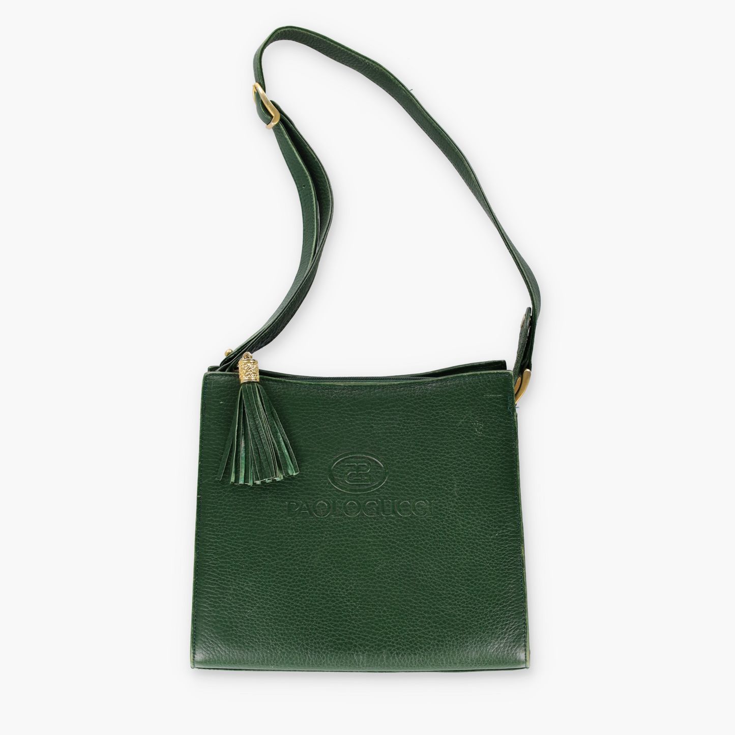 PAOLO GUCCI Green Leather Tassel Crossbody Bag