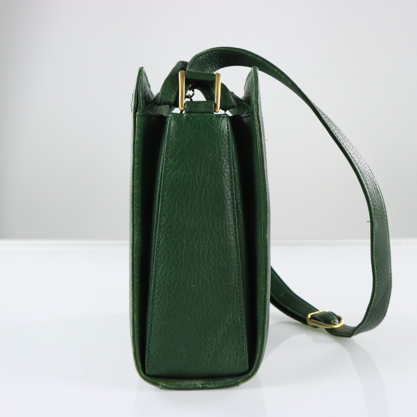 PAOLO GUCCI Green Leather Tassel Crossbody Bag