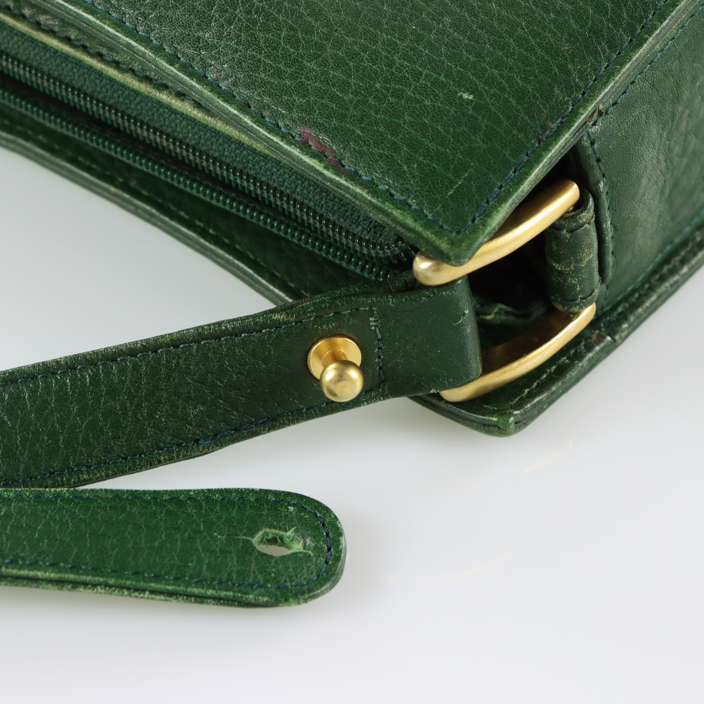 PAOLO GUCCI Green Leather Tassel Crossbody Bag