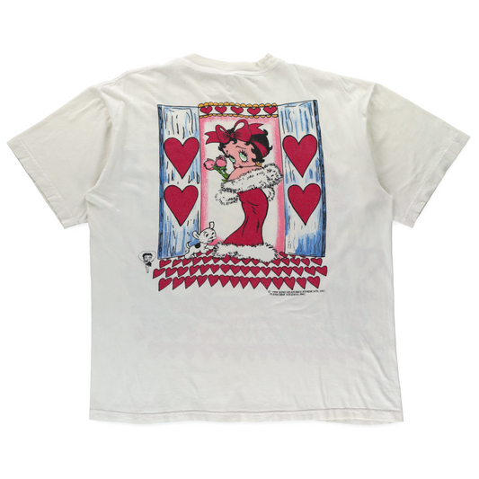 Vintage 1994 Betty Boop Valentine's Bathtub Retro White Tee (XL)