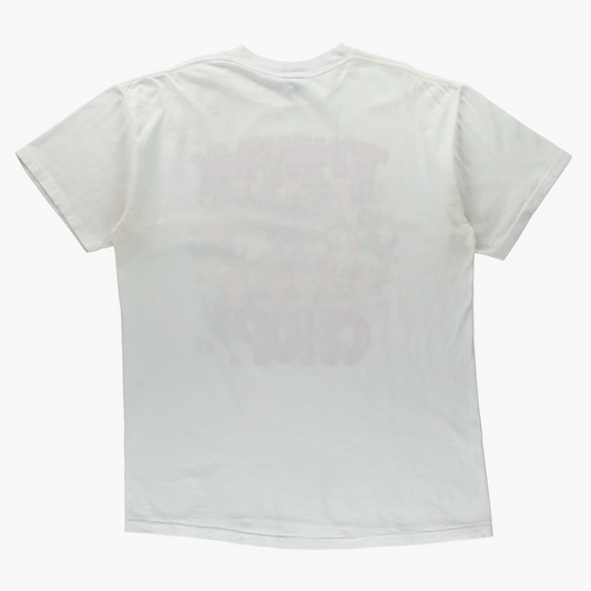 Atlanta Braves "Tomahawk Chop" MLB Caricature Single Stitch White Tee USA Made (XL)