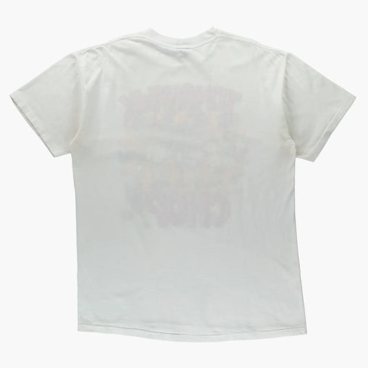 Atlanta Braves "Tomahawk Chop" MLB Caricature Single Stitch White Tee USA Made (XL) - Vintage Sole Melbourne