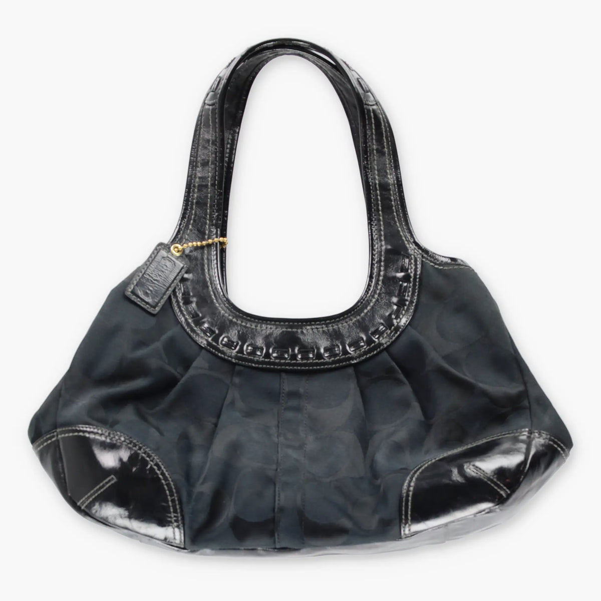 Vintage COACH K0826 Black & Gold Clutch Pleated Shoulder Hobo bag