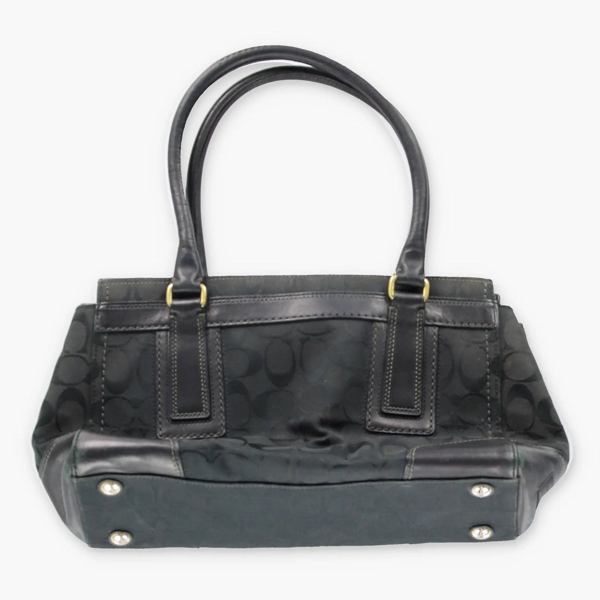 Vintage COACH F0771 Turnlock Black & Gold Shoulder Bag