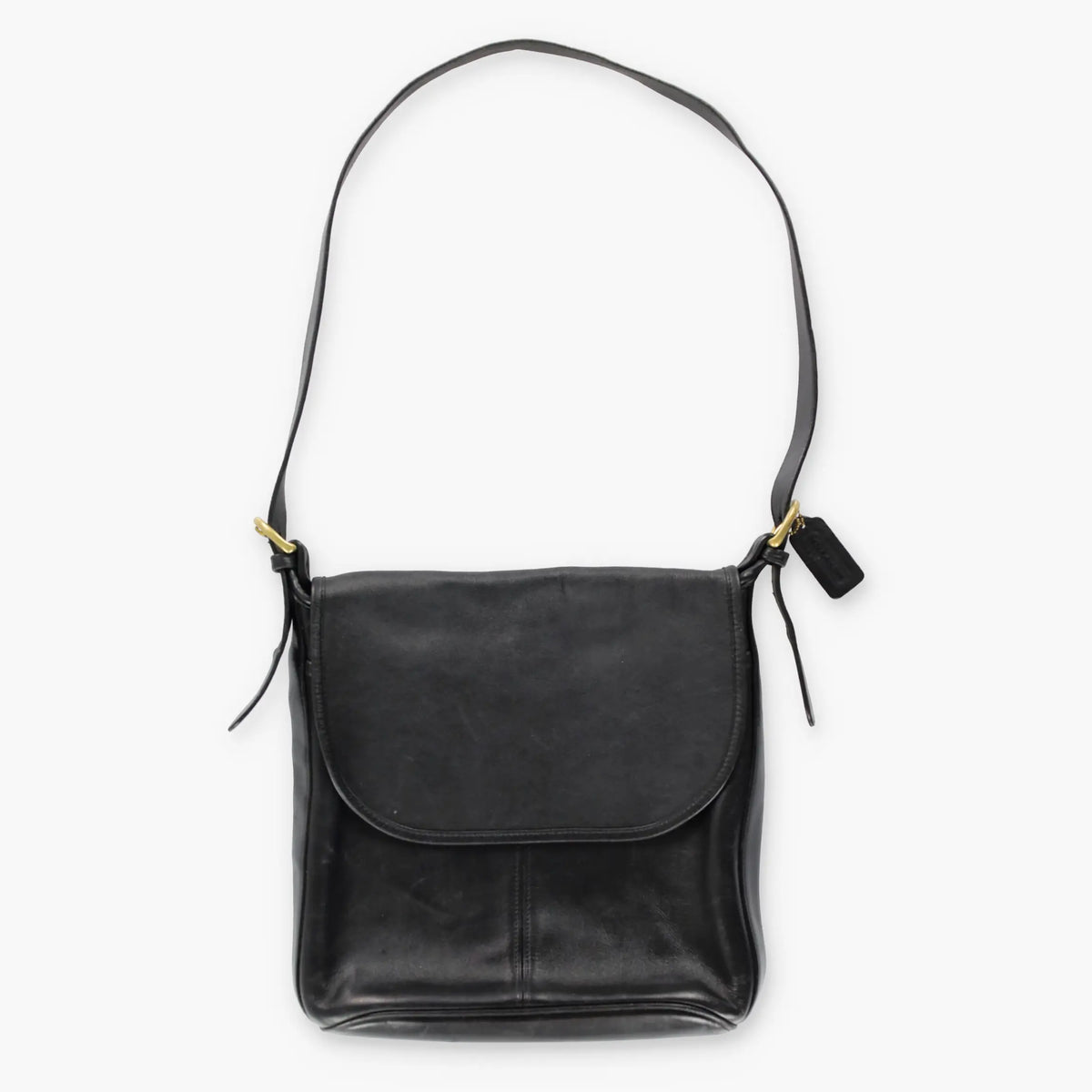 Vintage COACH F6G 4115 Leather Pocket Black & Gold Satchel Bag