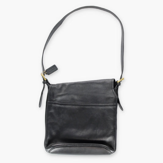 Vintage COACH F6G 4115 Leather Pocket Black & Gold Satchel Bag