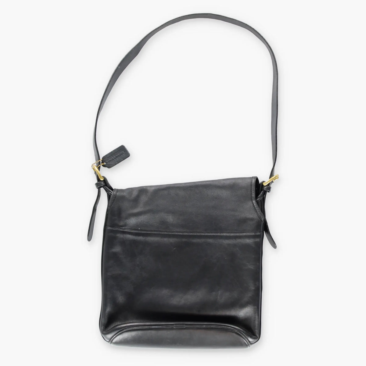 Vintage COACH F6G 4115 Leather Pocket Black & Gold Satchel Bag