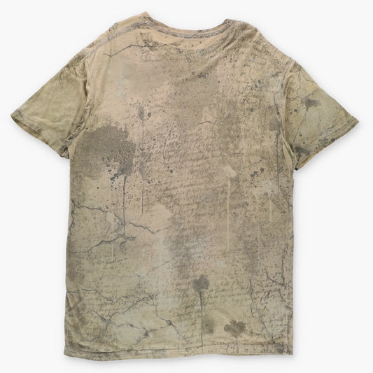 AFFLICTION Bamboo Vintage Y2K Angel & Sword All Over Print Red Stitch Detail USA Made T-Shirt (L TALL)