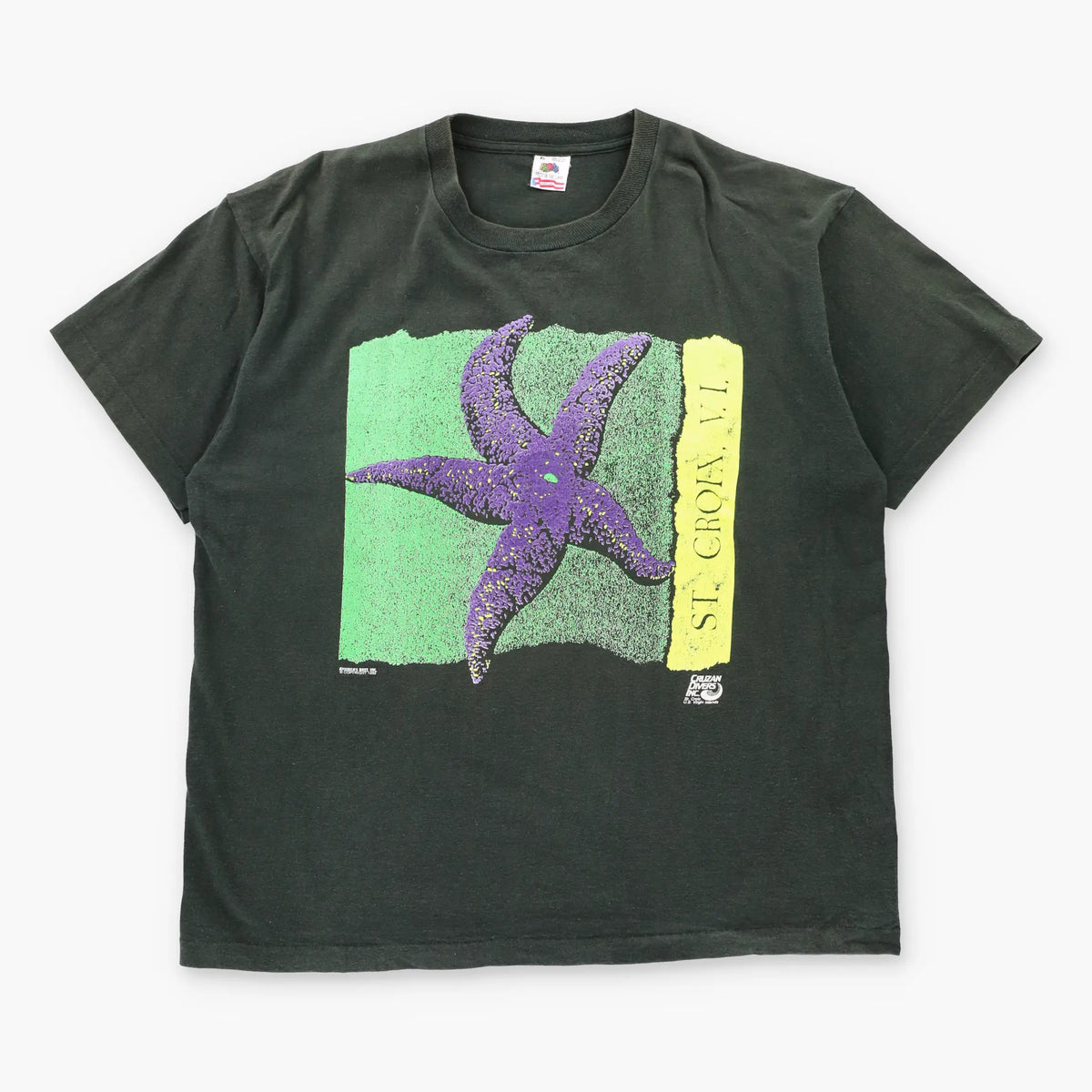 Vintage 1992 St. Croix Starfish Black USA Made Black Single Stitch Tee (XL)