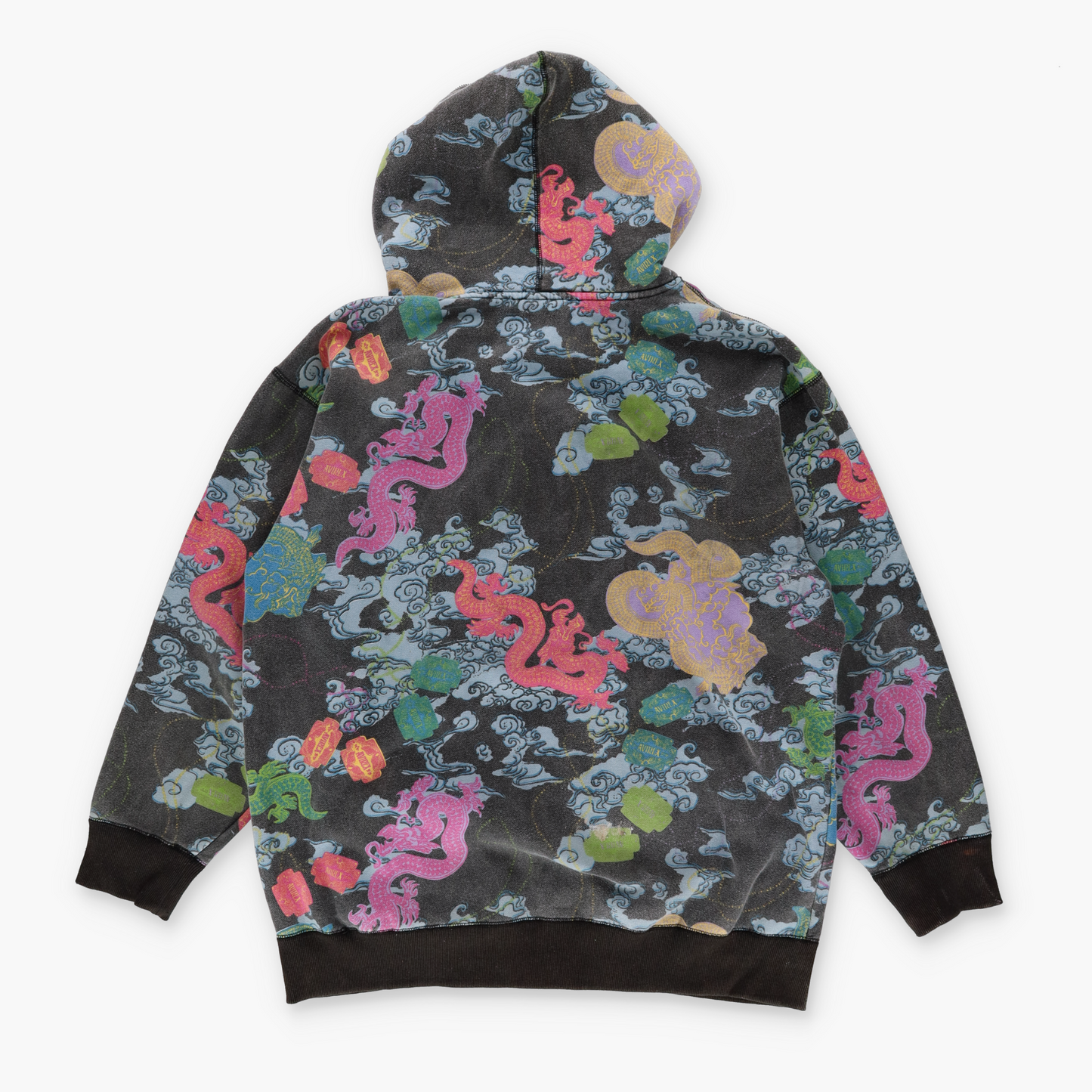 AVERIX 'Lucky Dragon' Y2K Full Zip Hoodie Sweatshirt (XXL)