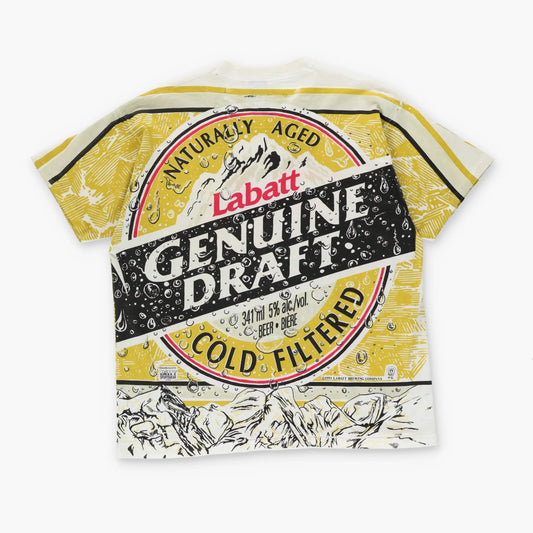 Labatt Genuine Draft 1993 All Over Print Canada Made Boxy T-Shirt (L-XL) Vintage Sole Melbourne
