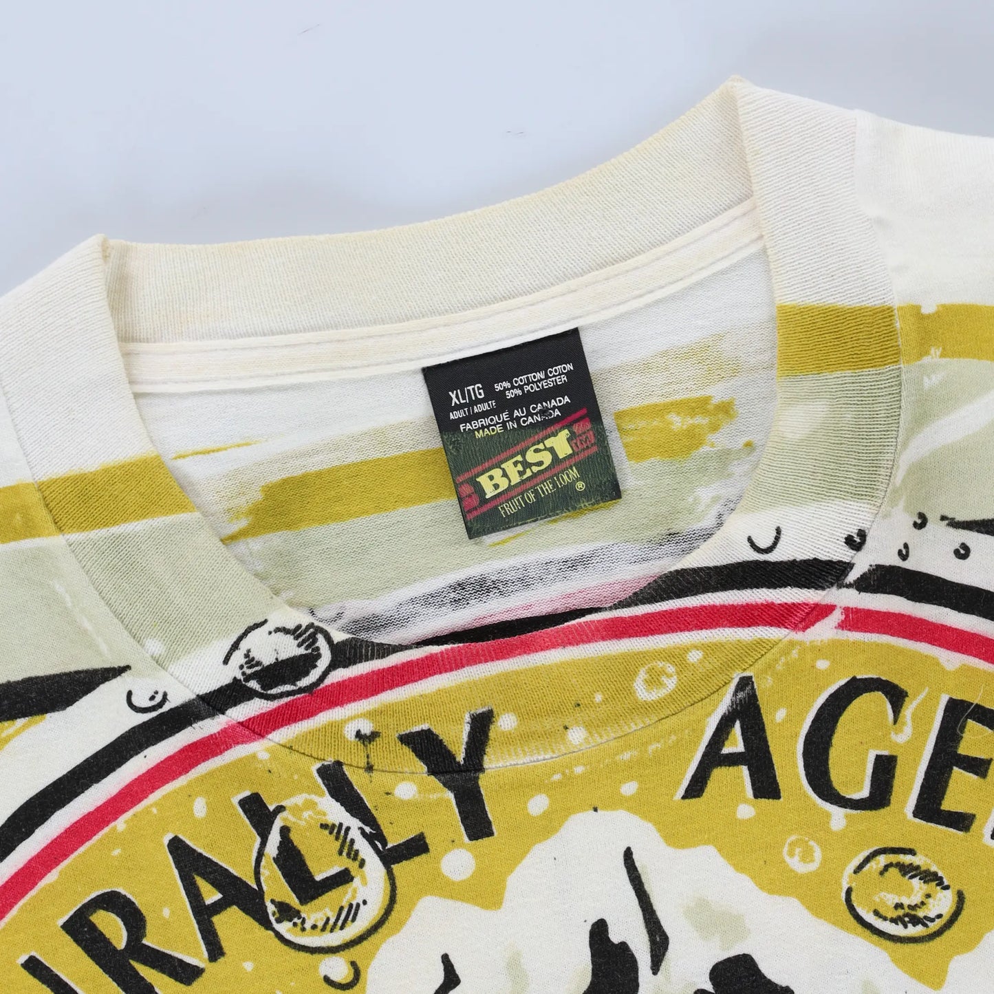 Labatt Genuine Draft 1993 All Over Print Canada Made Boxy T-Shirt (L-XL) Vintage Sole Melbourne