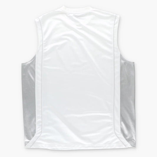 Vintage NIKE White & Silver Embroidered Swoosh Logo Y2K Tank Top Tee (XXL) Vintage Sole Melbourne