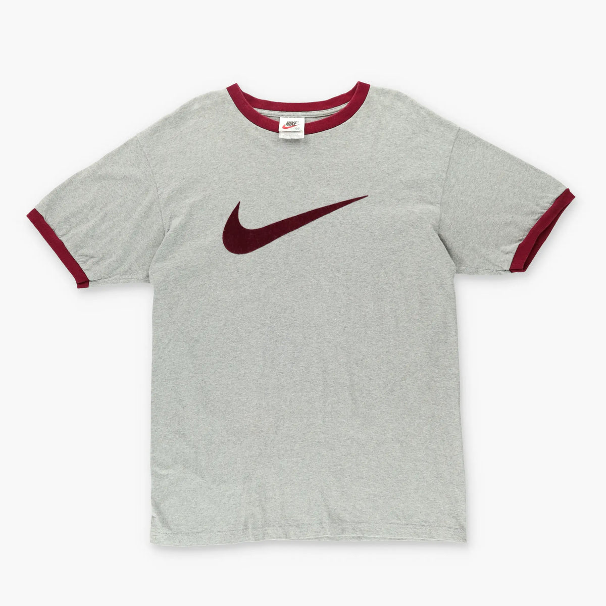 NIKE Centre Swoosh Logo Red & Grey Ringer T-Shirt USA Made (M) Vintage Sole Melbourne