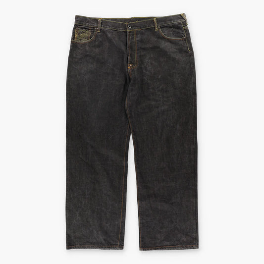 RMC RED MONKEY Gold Skull & Spider Embroidered Jeans (44) Vintage Sole Melbourne