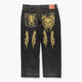 RMC RED MONKEY Gold Skull & Spider Embroidered Jeans (44)