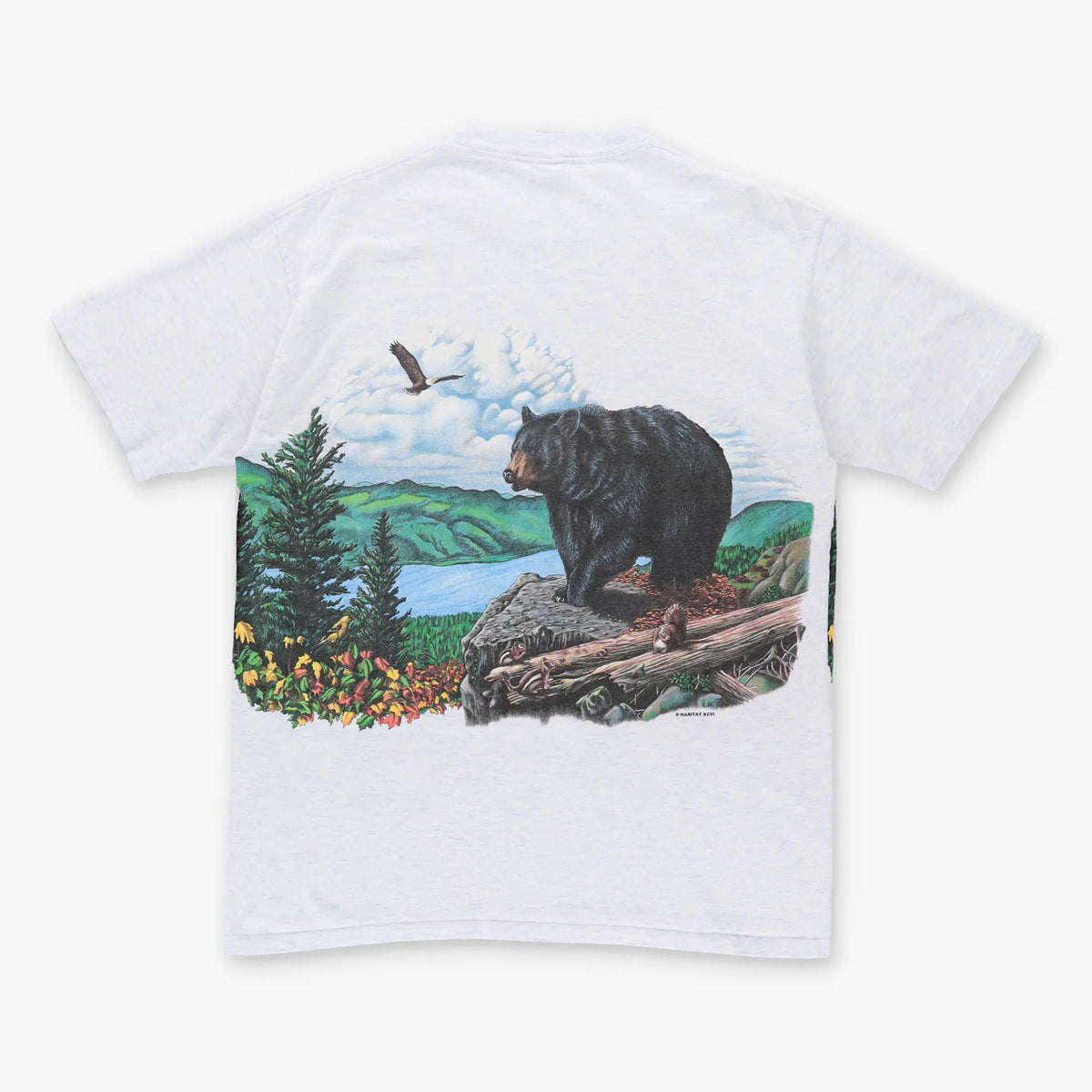 Vintage 1996 Black Bear Wildlife HABITAT Front Back USA Made Grey T-Shirt (M-L) Vintage Sole Melbourne