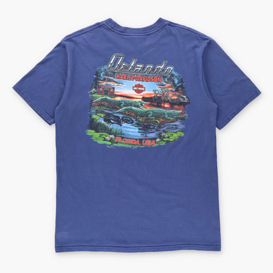 Vintage HARLEY DAVIDSON "Legendary Motorcycles" Orlando Florida USA Made Blue T-Shirt (M-L TALL) Vintage Sole Melbourne