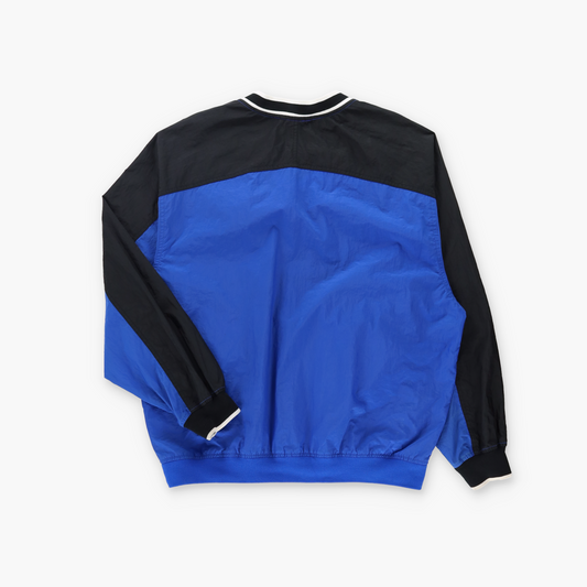 NIKE V-Neck Embroidered Swoosh Logo Blue & Black Windbreaker Sweatshirt (M)