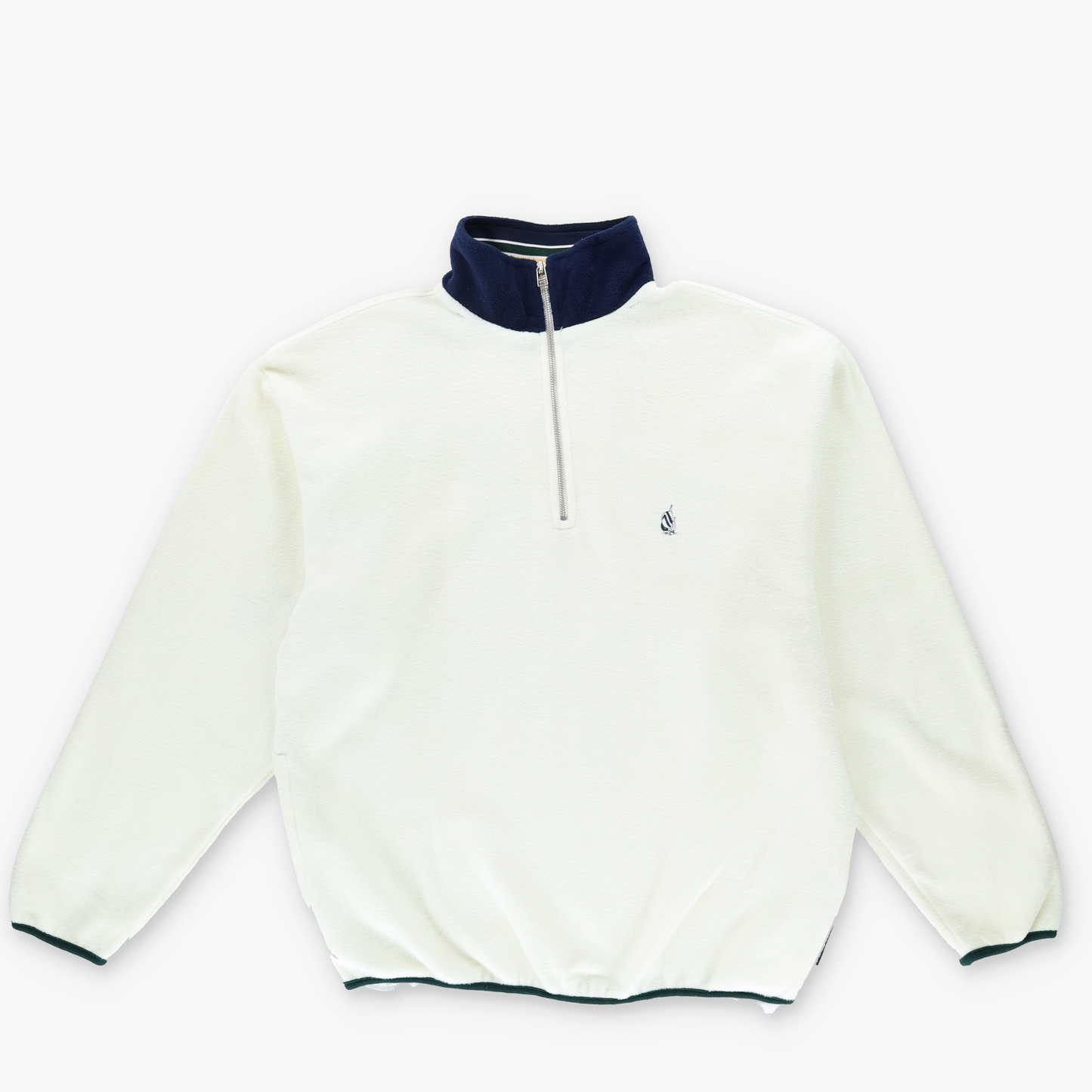 NAUTICA White & Navy USA Made 1/4 Zip Fleece Sweatshirt (XL)