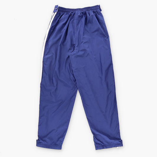 ADIDAS Blue & White 3-Stripe Full Side Zip Wide Leg Track Pants (M)