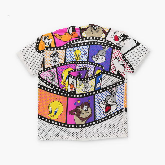 Looney Tunes Characters & Film Reels Colourful Polka Dot Single Stitch Vintage Tee USA Made (XXL)